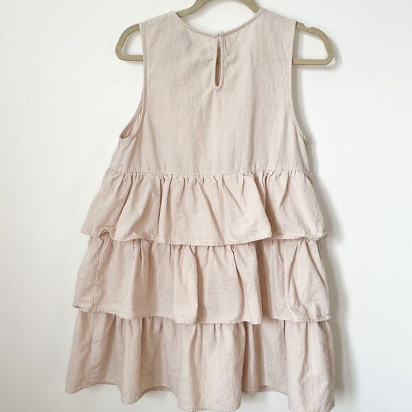 En Saison Viggo Sleeveless Tiered Mini Dress Womens Medium Beige Cotton Natural - Picture 9 of 16